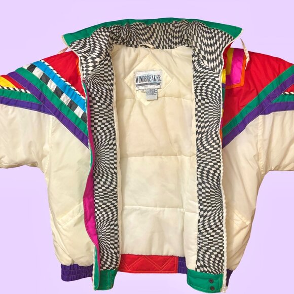 RARE Vintage Retro 80s/90s Colorful Abstract Geometric Ski Jacket, Size Medium - Picture 7 of 15
